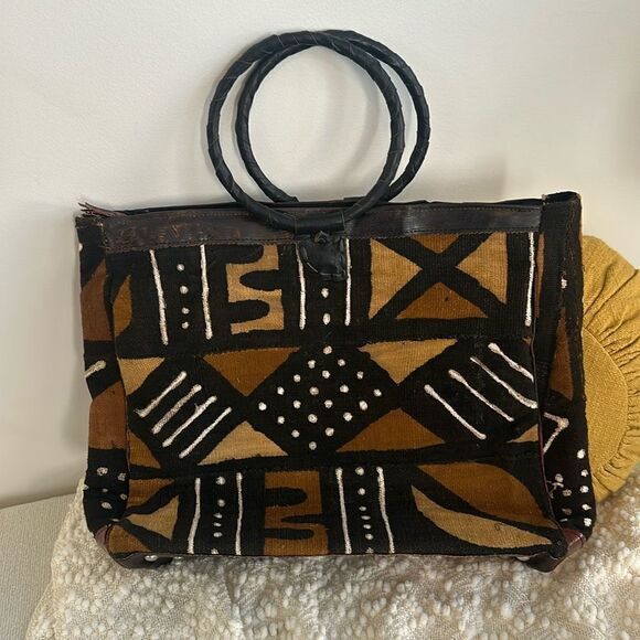Hand Crafted Handbags - African Hand-made Mud Cloth & Leather Carry-On Bag